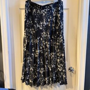 Pleated Maxi Skirt w/Elastic Waist, Black w/Accents in Ivory, Gray + Sage Green